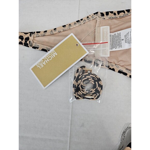 Michael Kors Convertable Cheetah Print Swimsuit Nwt Size 8 Charm Padded Cutouts - Picture 3 of 10